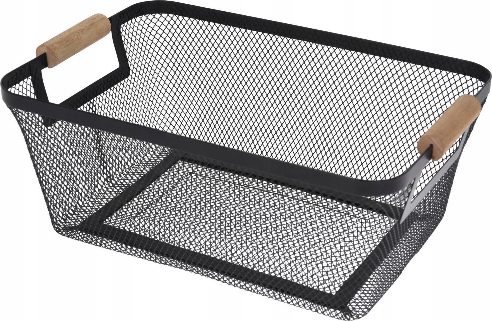Storage Solutions Koszyk metalowy z drewnianymi uchwytami, 30,5 x 21,5 x 14 cm