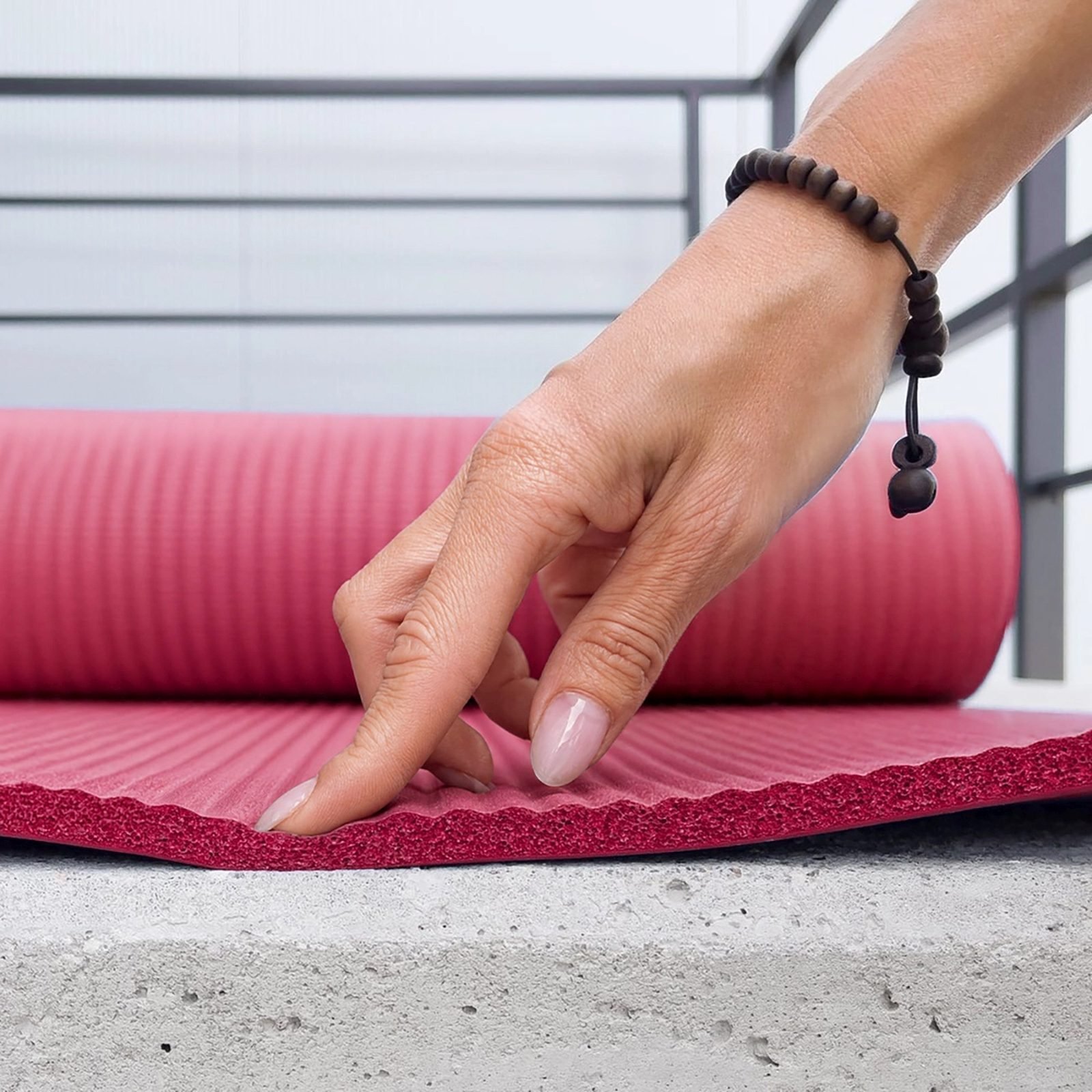 Wozinsky Mata do ćwiczeń WNSP-15R 183 x 61 x 1,5 cm gruba mata gimnastyczna do jogi i fitness - różo...