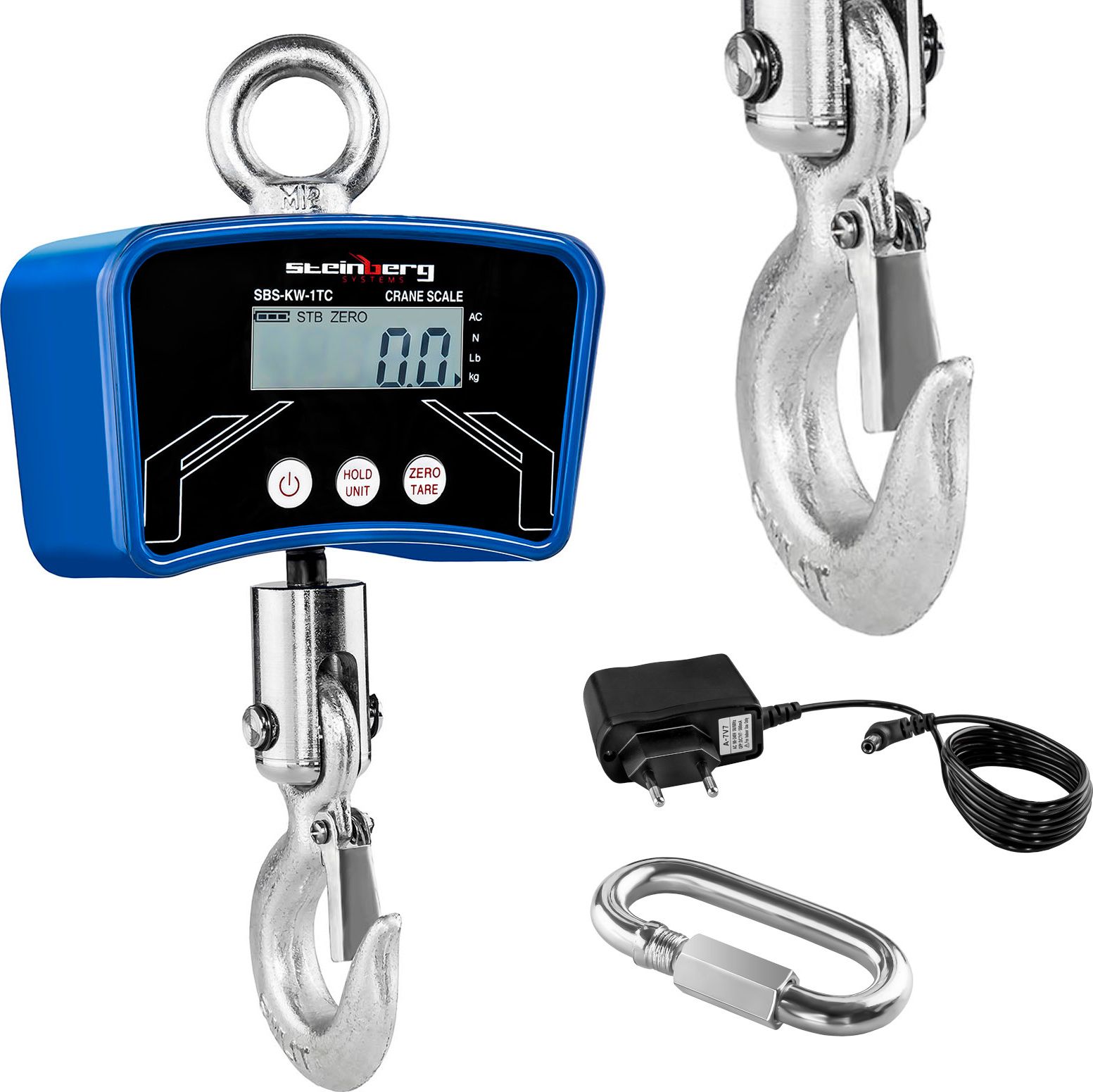 Steinberg Waga hakowa powieszana do 1 Tony SBS-KW-1TC z zasilaczem 1000kg / 0,2kg