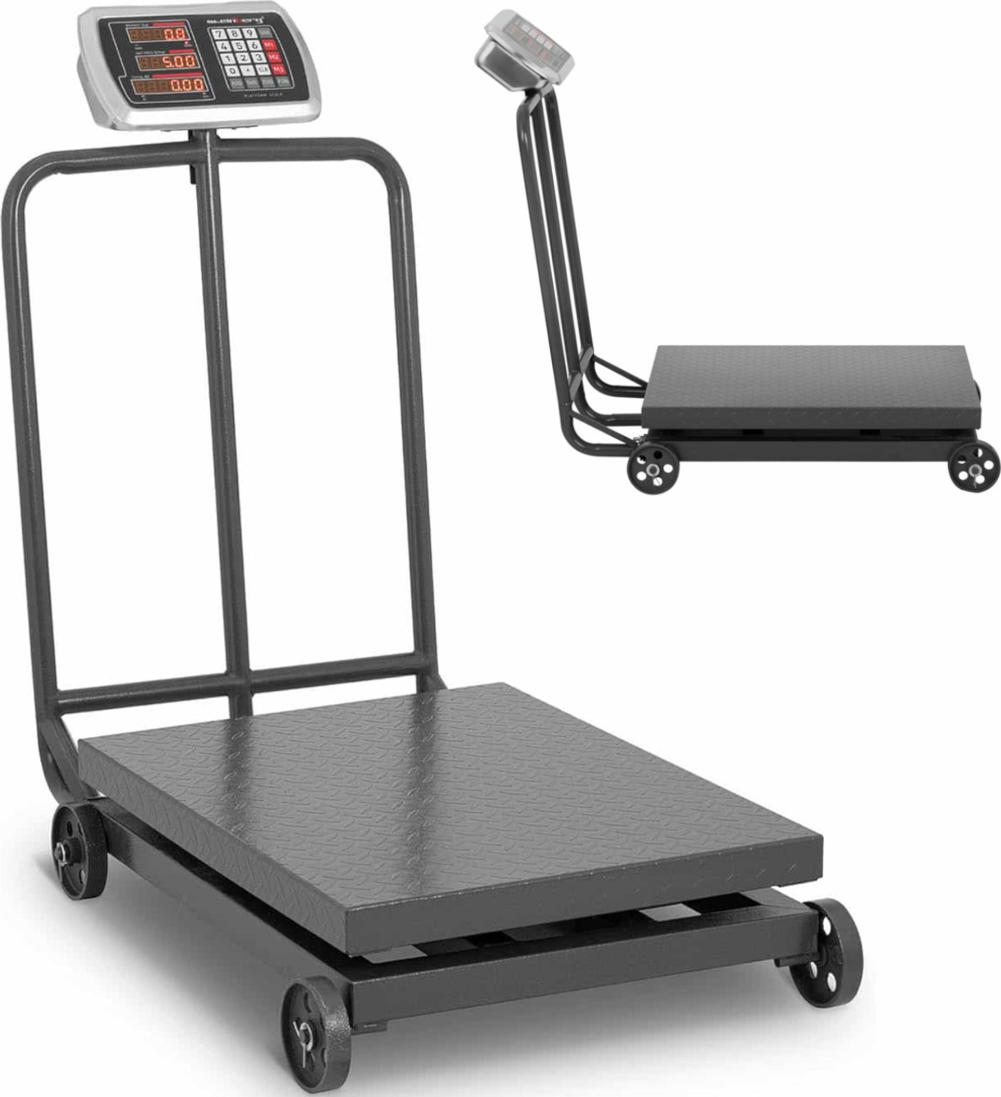 Steinberg Waga platformowa przemysłowa na kółkach 600 kg / 100 g LCD Waga platformowa przemysłowa na...