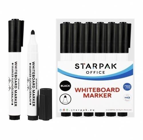 Starpak Marker suchościeralny okrągły czarny (12szt)