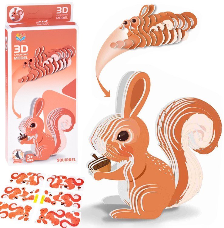 Jokomisiada Puzzle 3D kartonowy model WIEWIÓRKA zrób to sam DIY 35 ele ZA5720 EDUKAMP