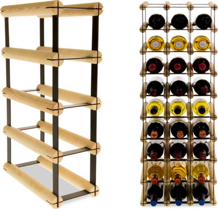 Wamar-Sosenka Regał na wino Stojak na 4 Butelki Szklane/ PET RW-8/ 1x4 Metal + Drewno RW-8-1X4-4