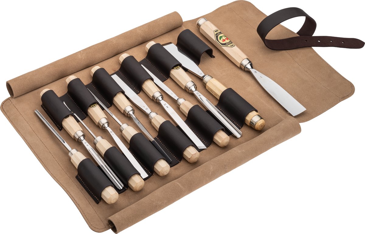 Kirschen Kirschen Leather roll-up bag, empty 12 compartments