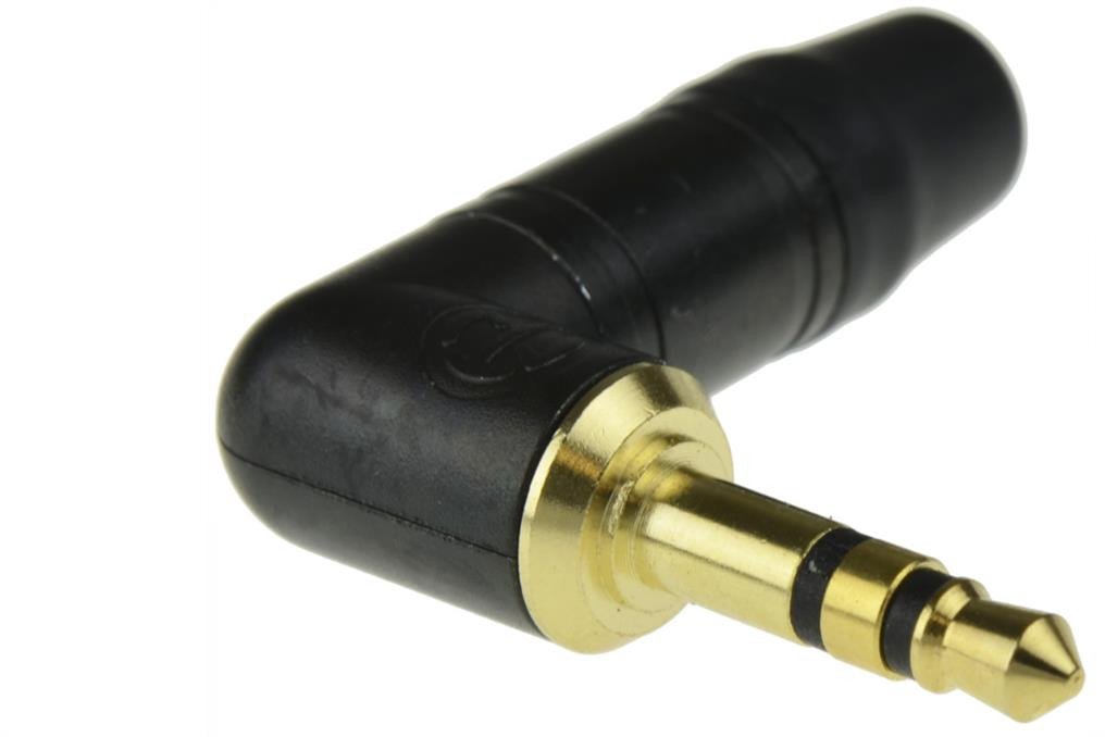 NEUTRIK Wtyk kątowy Audio AUX mini Jack 3,5mm Stereo na kabel do 4,5mm pozłacany czarny NTP3RC-B
