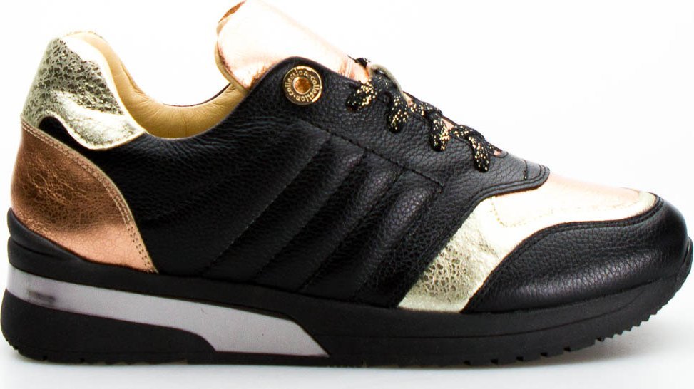 AGA Sneakersy z mieniącymi się wstawkami skórzane czarne Aga-36