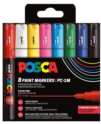 Posca POSCA PC-1M 8stk sæt Basis Farver
