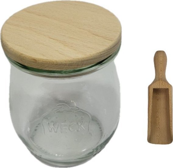 Wamar-Sosenka Zestaw Słoików WECK Pojemność 220 ml średnica 60mm 12sztuk + Drewniane wieka, miarka