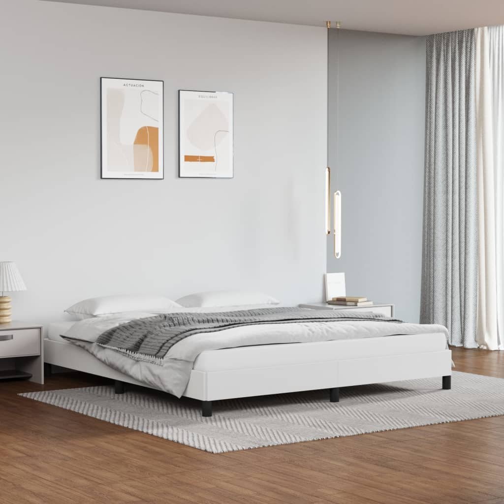 Фото - Ліжко VidaXL Rama łóżka, biała, 160x200 cm, obite sztuczną skórą 