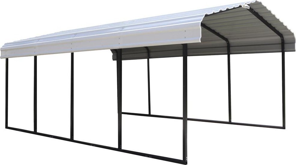 vidaXL ShelterLogic Stalowy garaż z wiatą Neapol Czarny 602x370x260cm