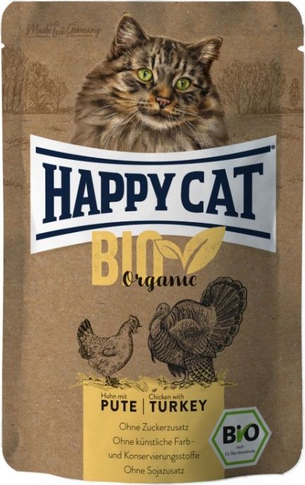 Happy Cat Bio* mokra karma dla kotów dorosłych, kurczak i indyk, 85g, saszetka
