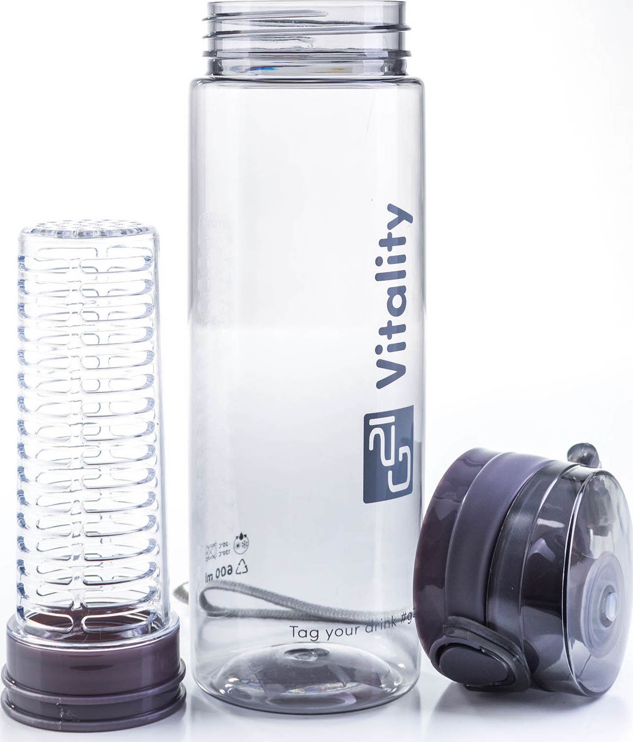 G21 Butelka z sitkiem szara 600 ml