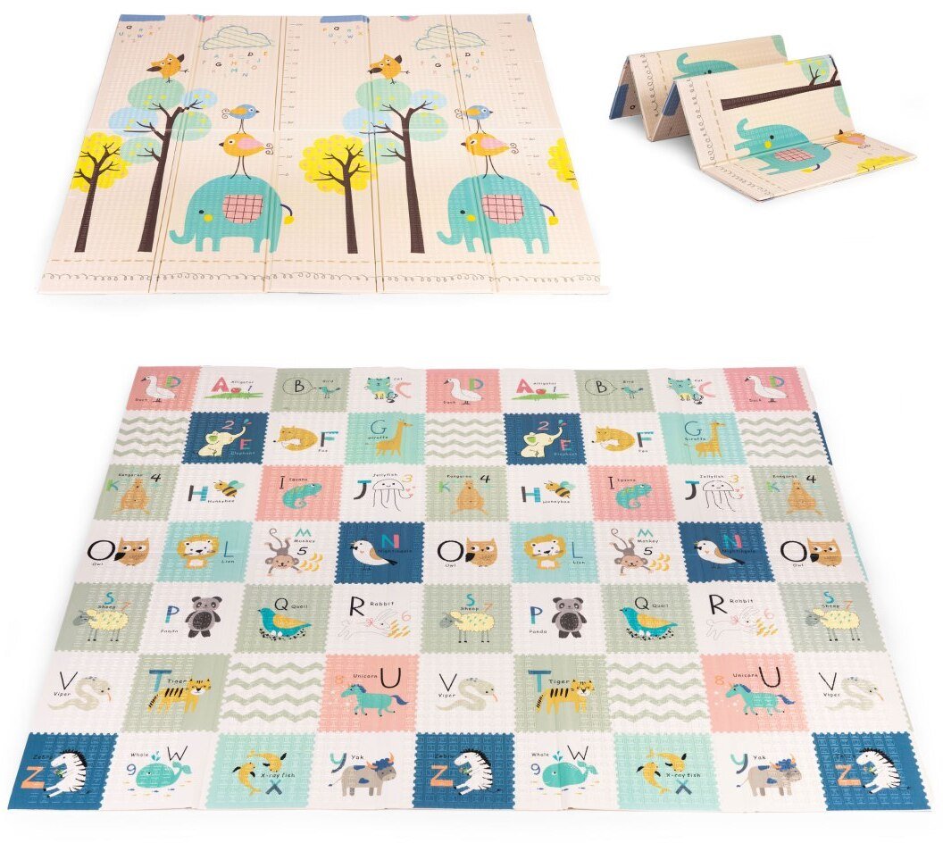 Ecotoys Mata piankowa dla dzieci 200x180 cm edukacyjna dwustronna składana miarka wzrostu alfabet ED...