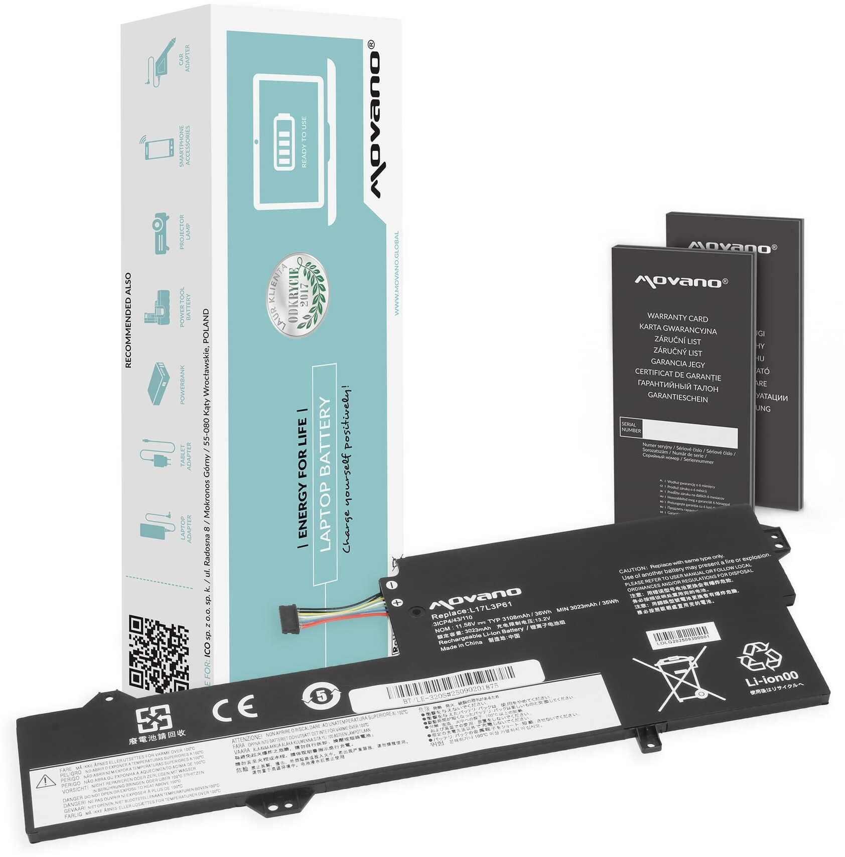 Bateria Movano Bateria Movano do Lenovo IdeaPad 320S-13IKB, Yoga 330-11IGM, 720-12IKB