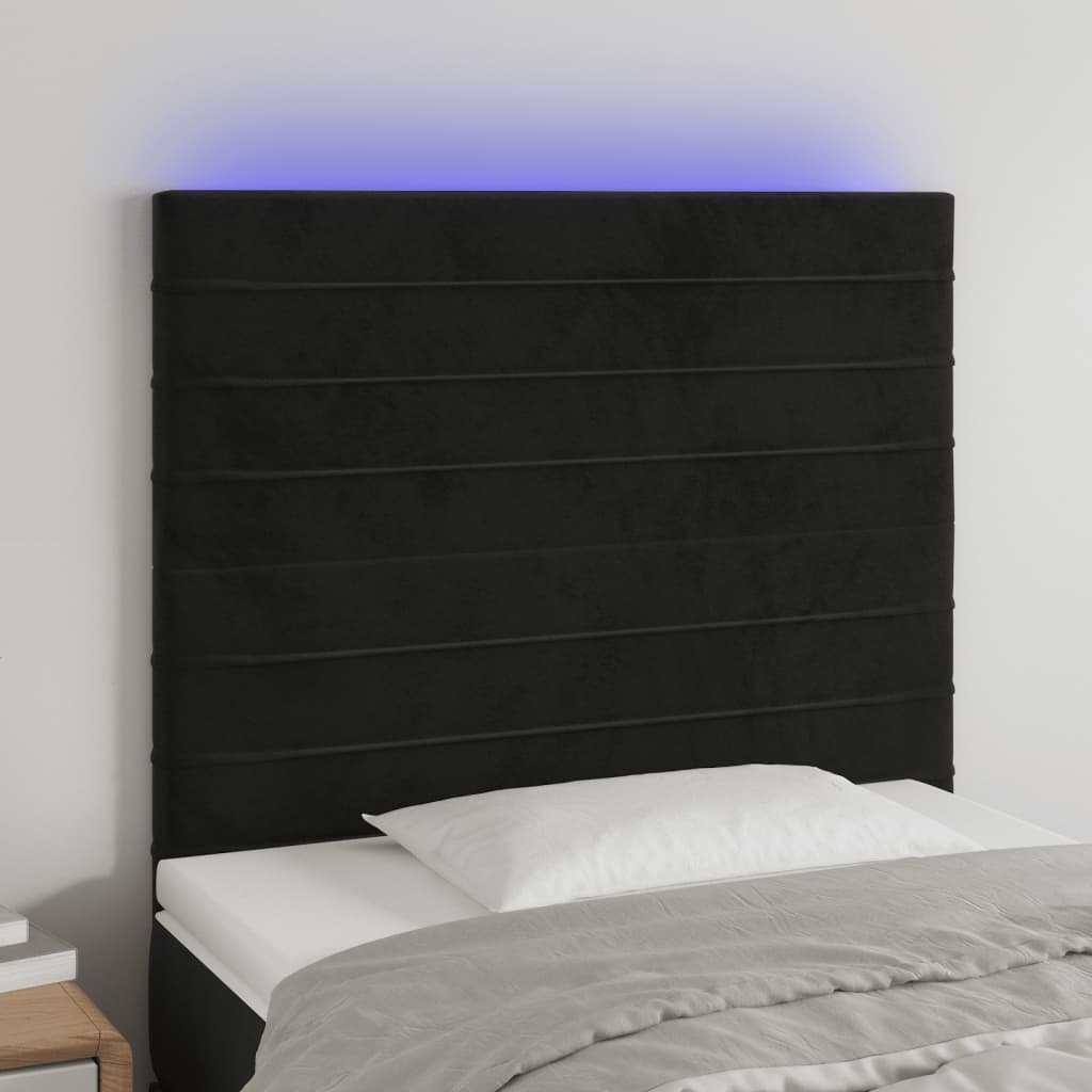 Фото - Інші меблі VidaXL Zagłówek do łóżka z LED, czarny, 80x5x118/128 cm, aksamit 