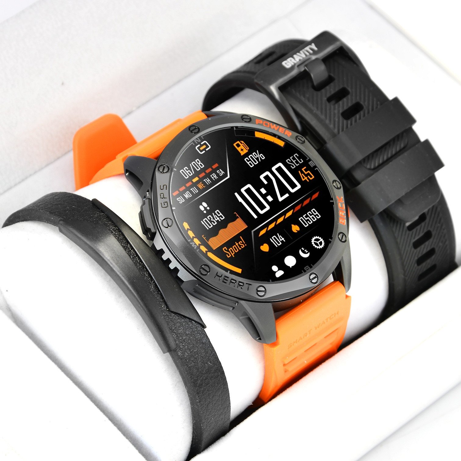 Smartwatch Gravity Zestaw Smartwatch Męski GPS Rozmowy BT, AMOLED, Pulsometr, IP68