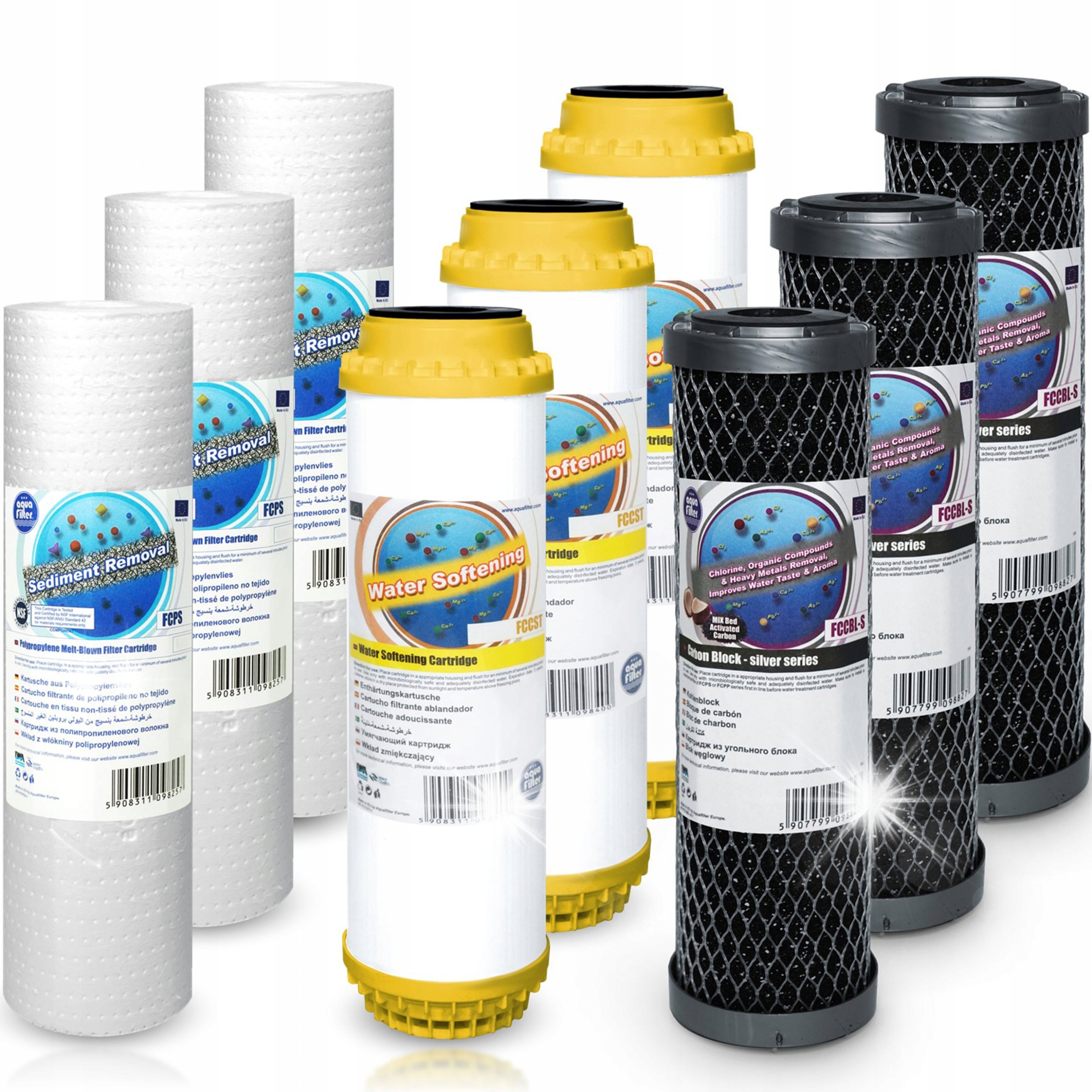 Aquafilter WKŁADY DO FILTRA WODY 3 STOPNIOWEGO CAŁY DOM FCCST