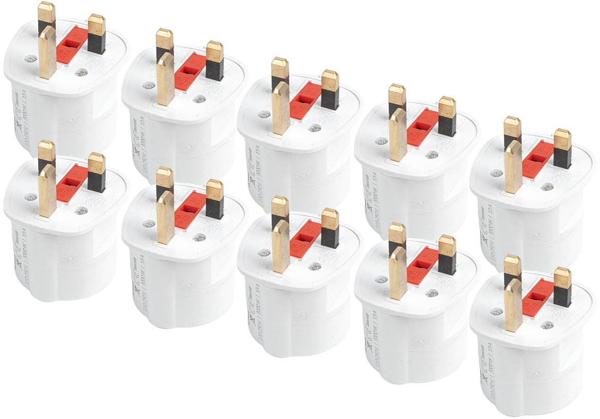 AMiO Zestaw adapterów podróżnych z bezpiecznikiem eu uk 13a 250v 10szt. amio-04858