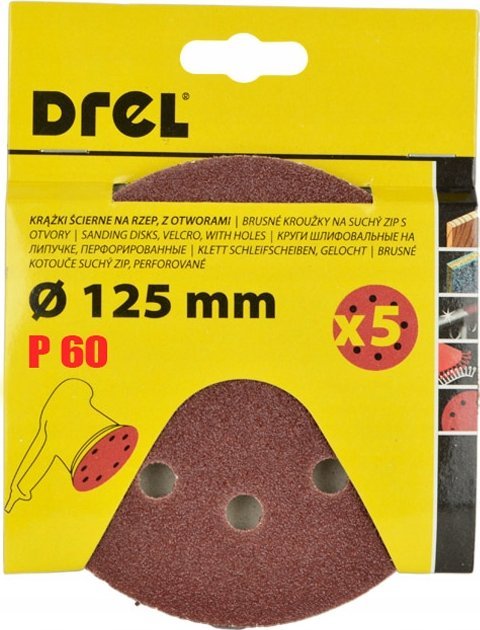 Drel Perforated adhesive sandpaper P60, 5 pcs.