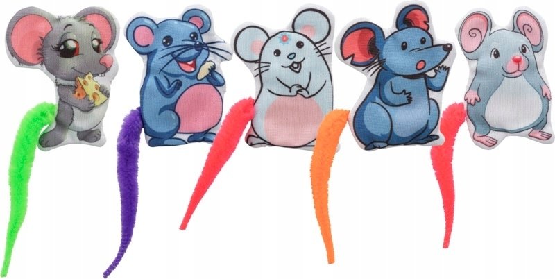 Trixie Zestaw myszek, dla kota, płaskie, poliester, 7,5 cm, z kocimiętką, 110 szt/OPAK