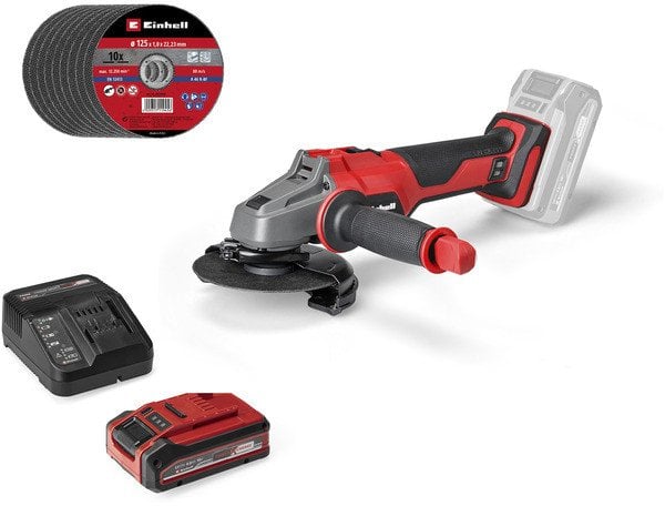 Professional Akku-Winkelschleifer AXXIO 18/125, 18Volt(rot/schwarz, Li-Ion Plus Akku 4,0Ah)