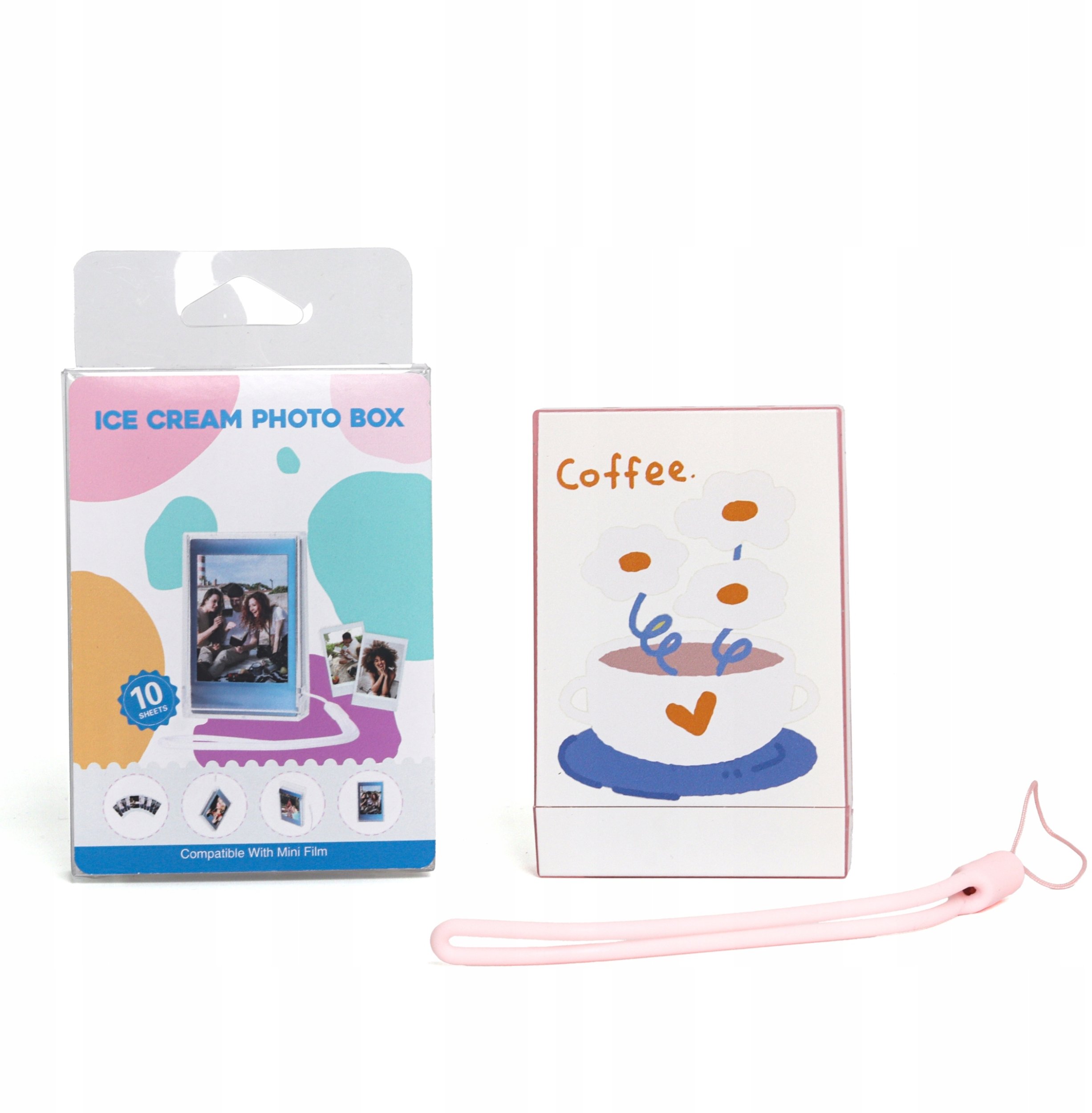 Futerał Pudełko + Ramka Na Zdjęcia Do Fuji Instax Mini Xiaomi Hp Kodak Zink / Ramka Przezroczysta Z Brokatem / Kwiaty