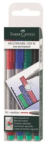 Faber-Castell Faber-Castell MULTIMARK marker 4 szt. Czarny, Niebieski, Zielony, Czerwony