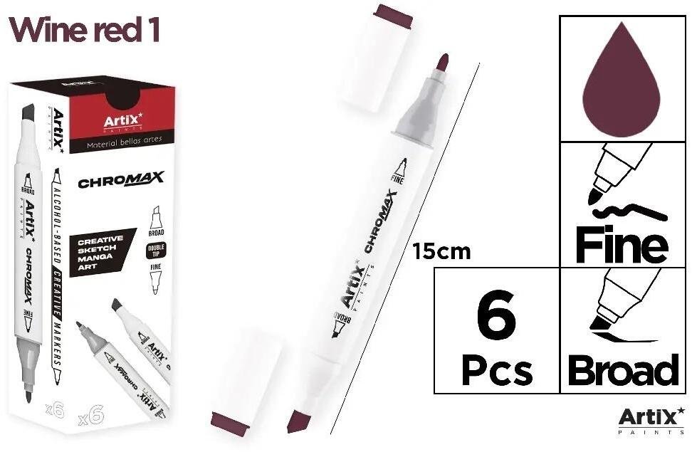 Marker Chromax z 2 końcówkami wine red 1 (6szt)