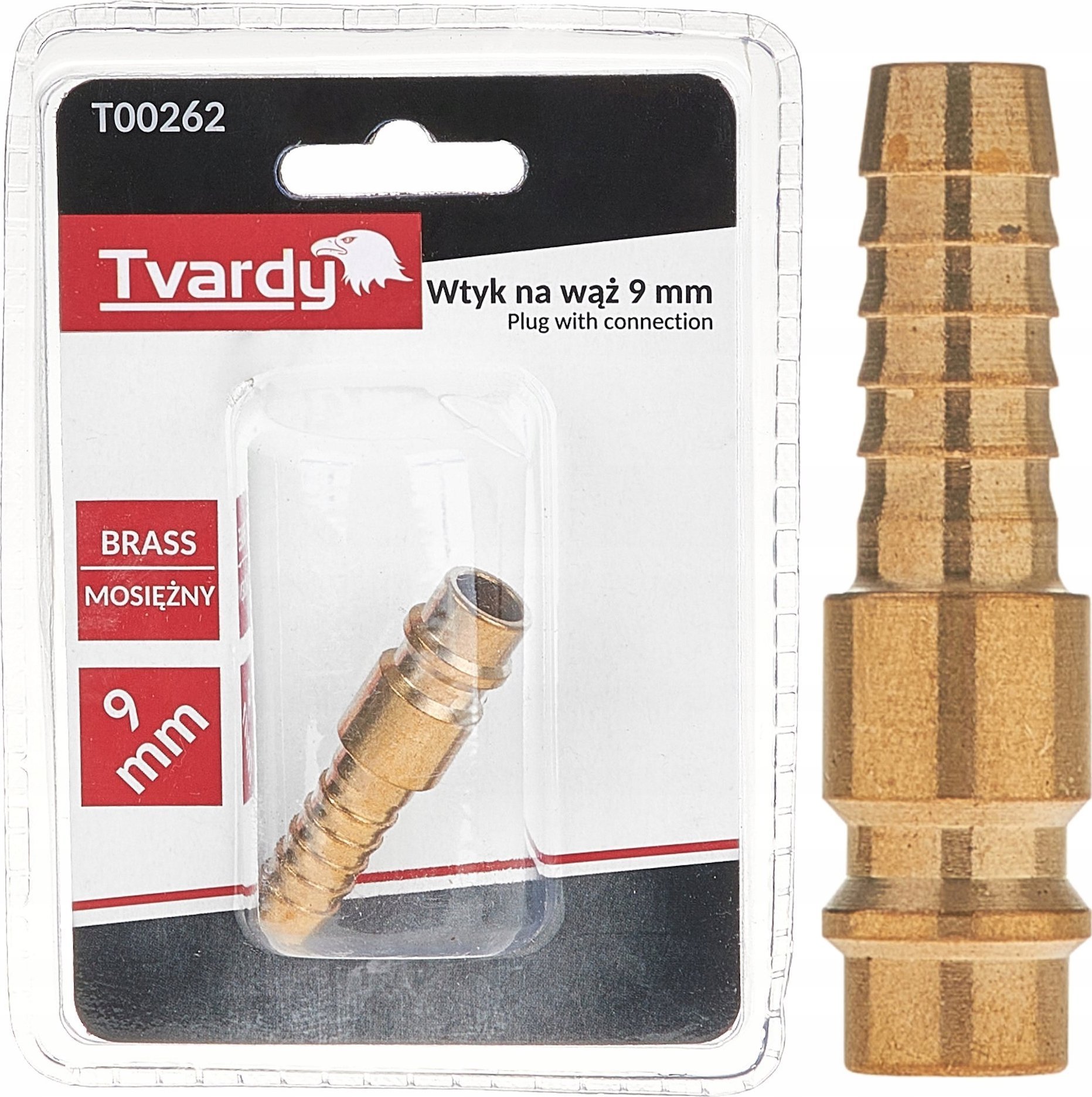 Wtyk mosiężny na wąż 9mm typ męski (1/10/100)