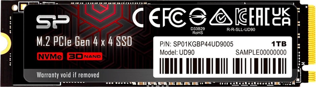 Dysk SSD Silicon Power UD90 1TB M.2 2280 PCI-E x4 Gen4 NVMe (SP01KGBP44UD9005 )