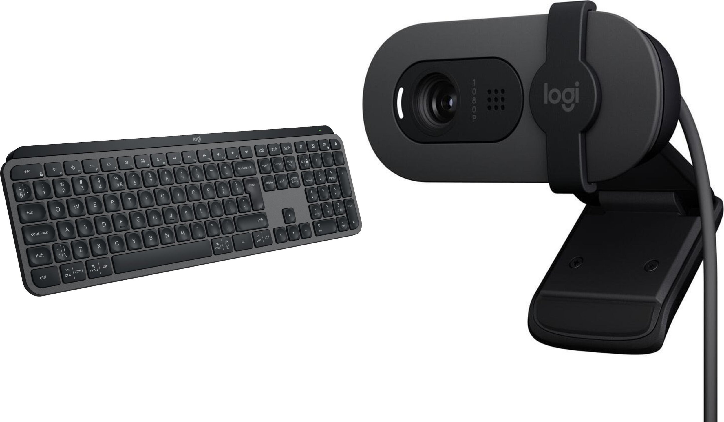 Фото - Клавіатура Logitech Klawiatura  MX Keys S Bezprzewodowa Graphite US  + Brio 100 (960-001585) (920-011587)