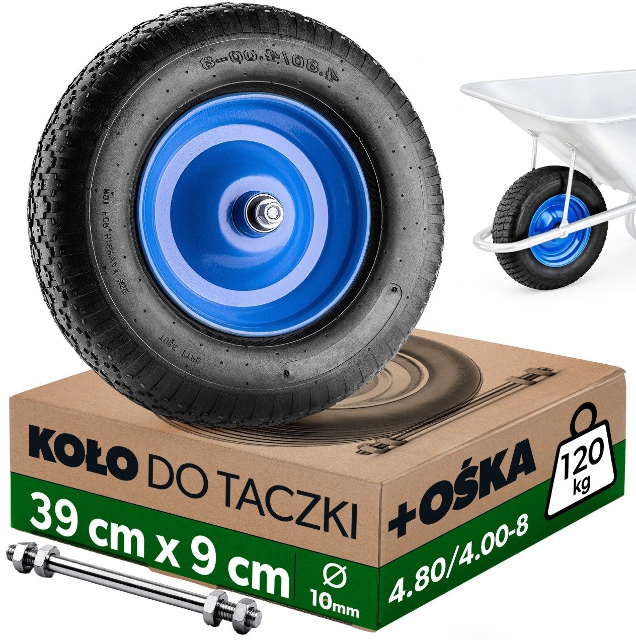 Kadax Kółka do taczek 4.00-8 Pneumatyczne 551033