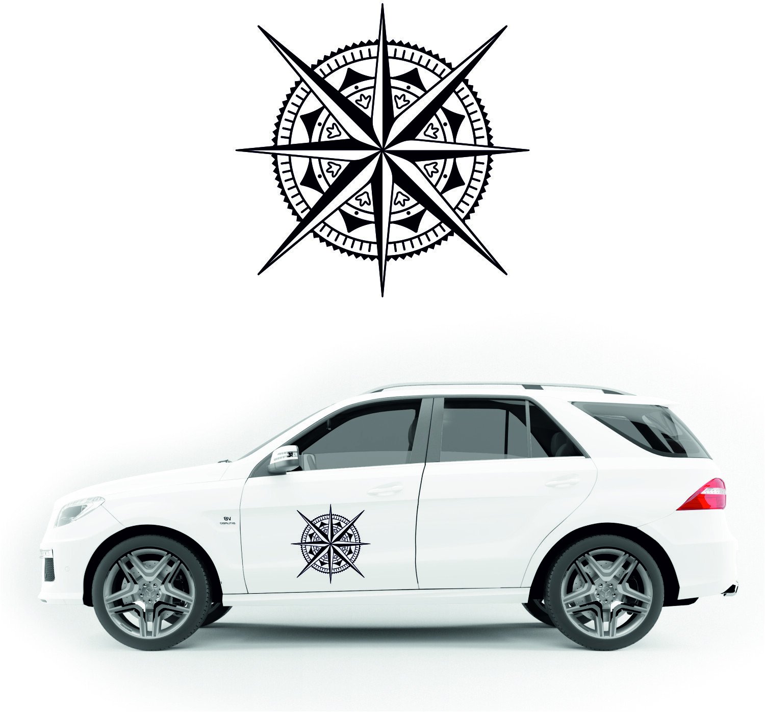 Stabilus NAKLEJKA NA SAMOCHÓD TERENOWY dekoracyjna wodoodporna róża wiatrów KAMPER camper auto przyczepę kempingową 35 cm