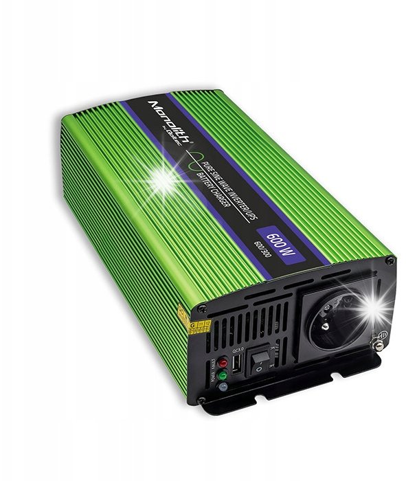 Przetwornica Qoltec Przetwornica z ładowaniem 12V 230V 600W Sinus