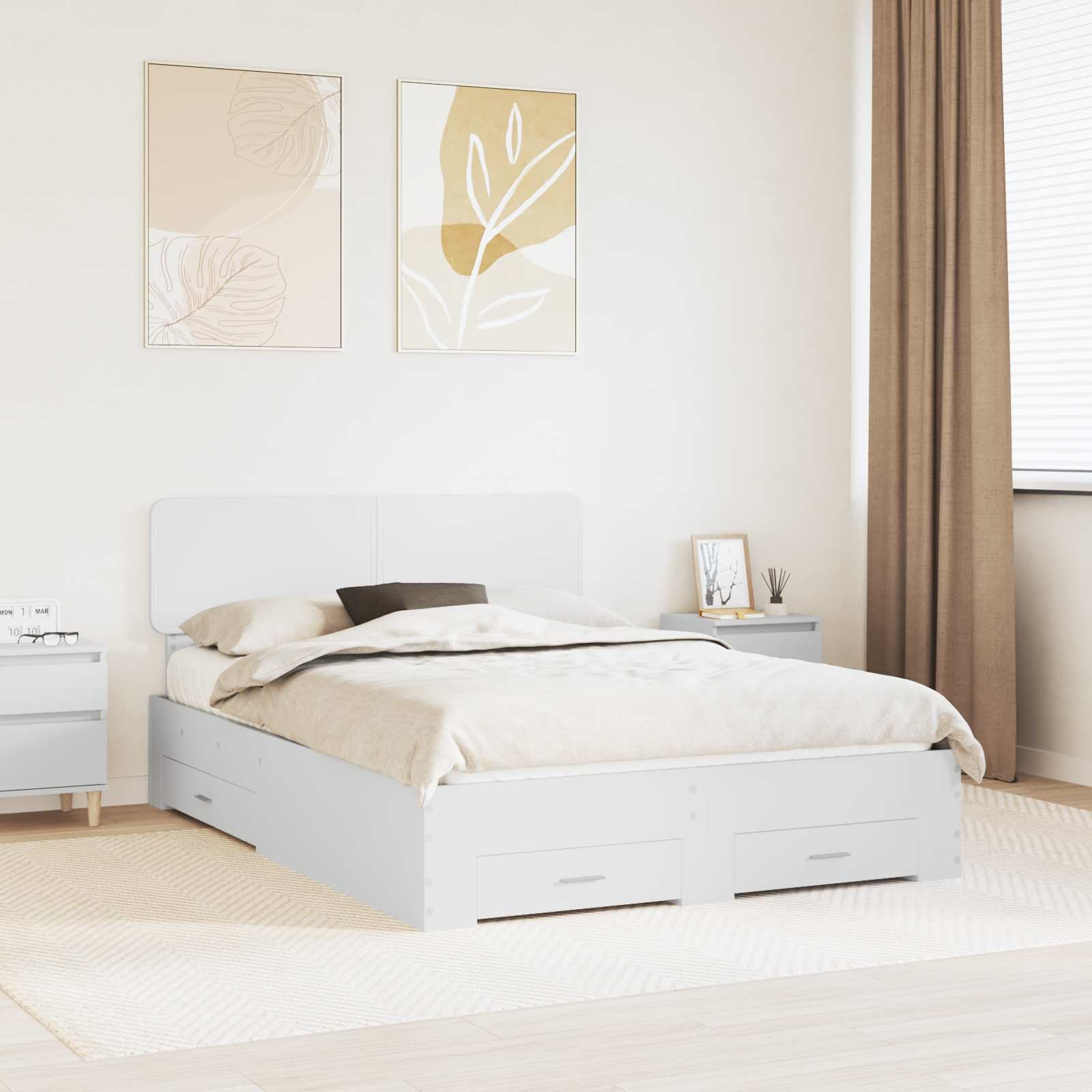 vidaXL Ramka łóżka Biały 160 x 200 cm Materiał z kompozytowego drewna