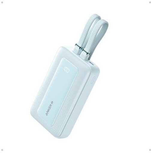 Anker Power Bank with Built-In USB-C and + Lighting Cable | A1680031 | 10000 mAh | 30W | Mėlyna