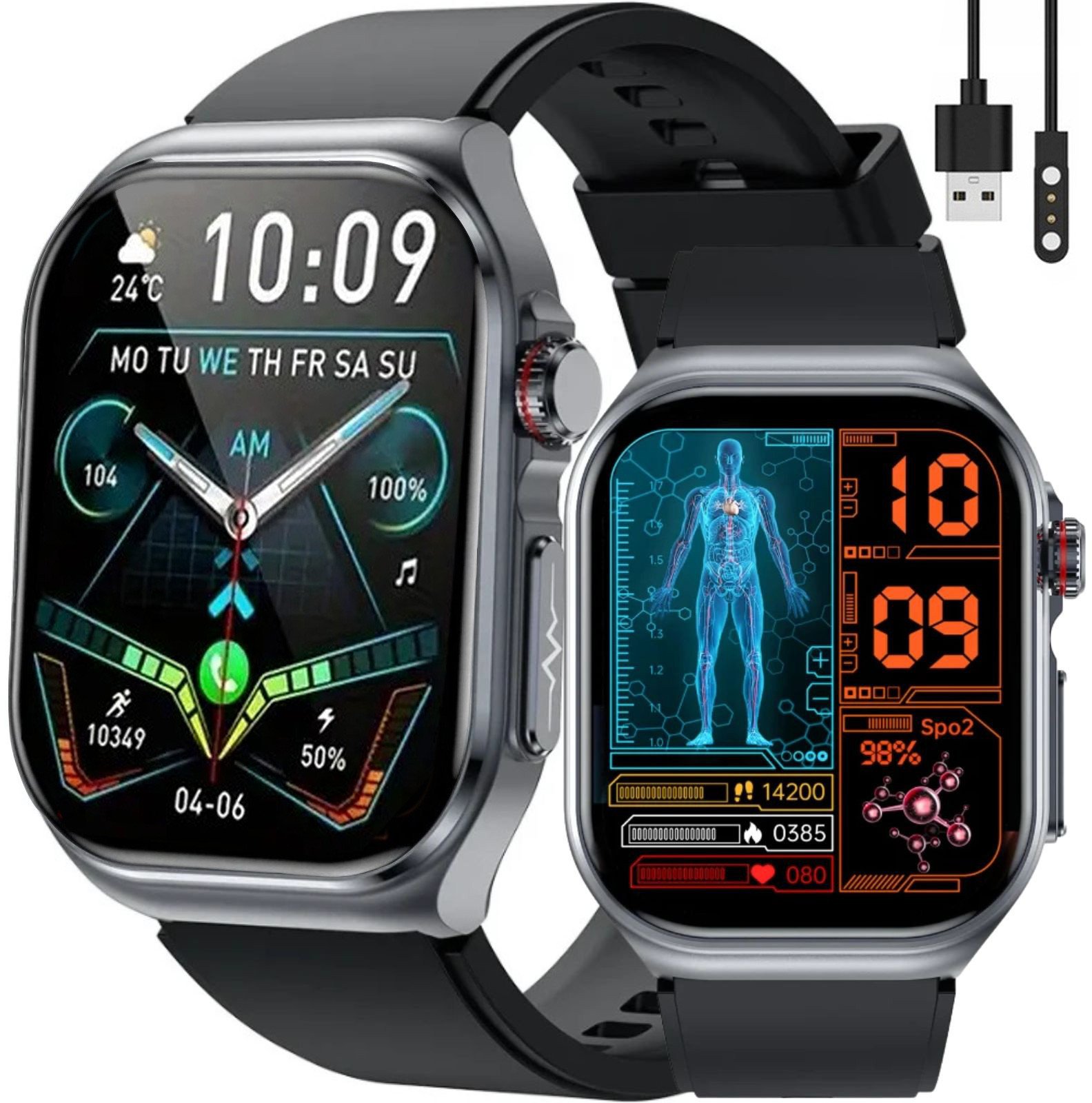 Smartwatch Rubicon Zegarek SMARTWATCH F36 black/black silicon