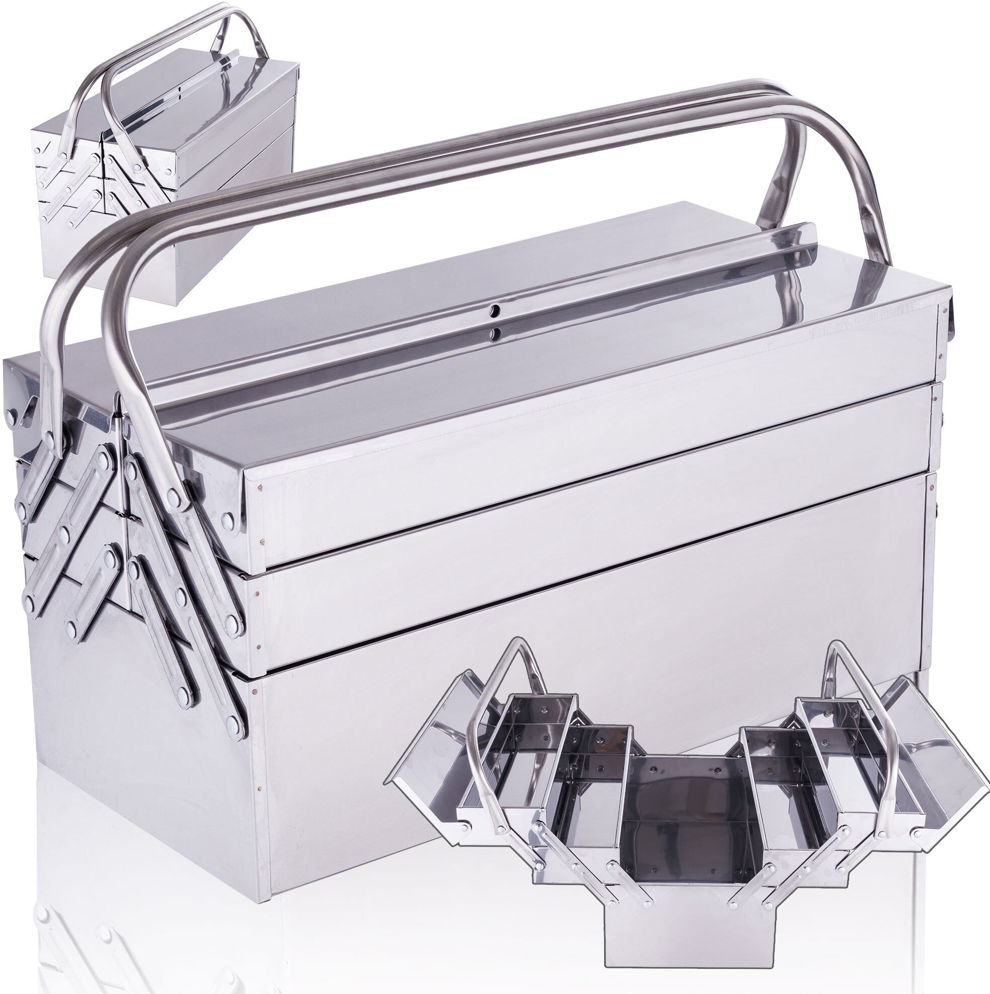 Rockforce Skrzynka narzędziowa na narzędzia stal nierdzewna metalowa skrzynia 42cm (5904422453794)