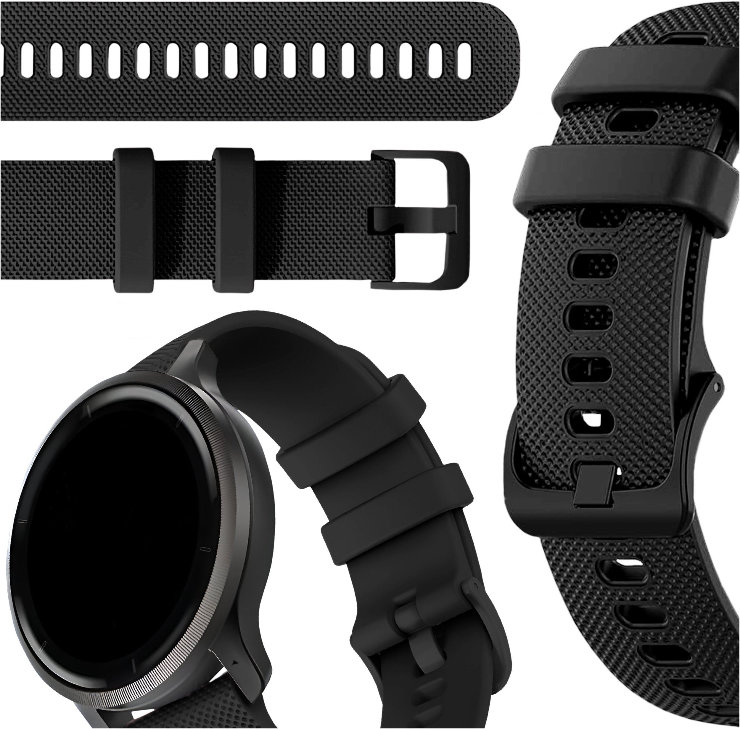 ChronSmarta Pasek ChronSmarta do smartwatch'a Garmin Venu SQ GPS 2 3 Music Plus Forerunner 55 245 645 (Czarny)