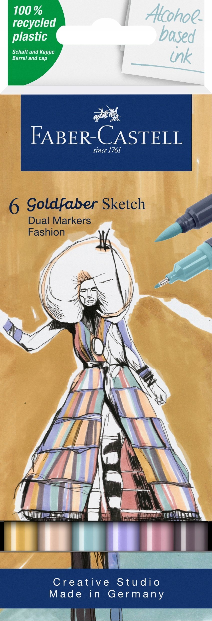 Faber-Castell Pisak dwustronny Goldfaber fashion 6 kolorów