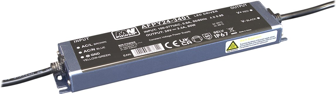 MPL Power MW power LED driver 24V 3.4A / 80W High PFC, Ultra-thin, metal case IP67, 100-277VAC (5902...