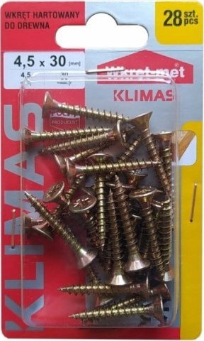 Wkręt-met Wkręty hartowane do drewna 4,5x30mm 28szt PZ2 złote