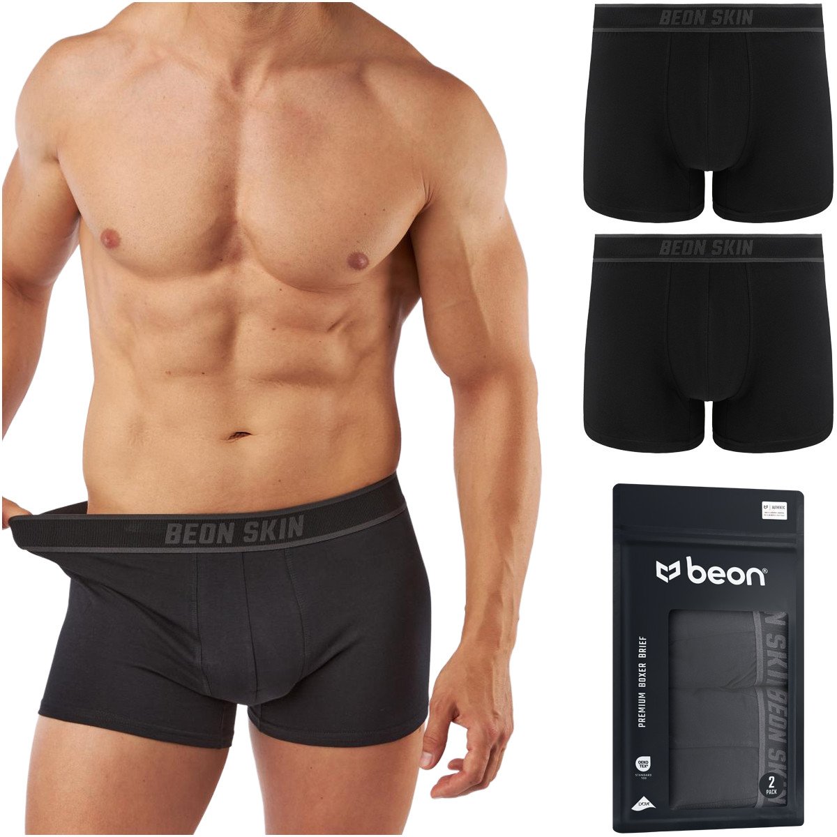 Beon Bokserki męskie MB-G11 Coal Black 2x L