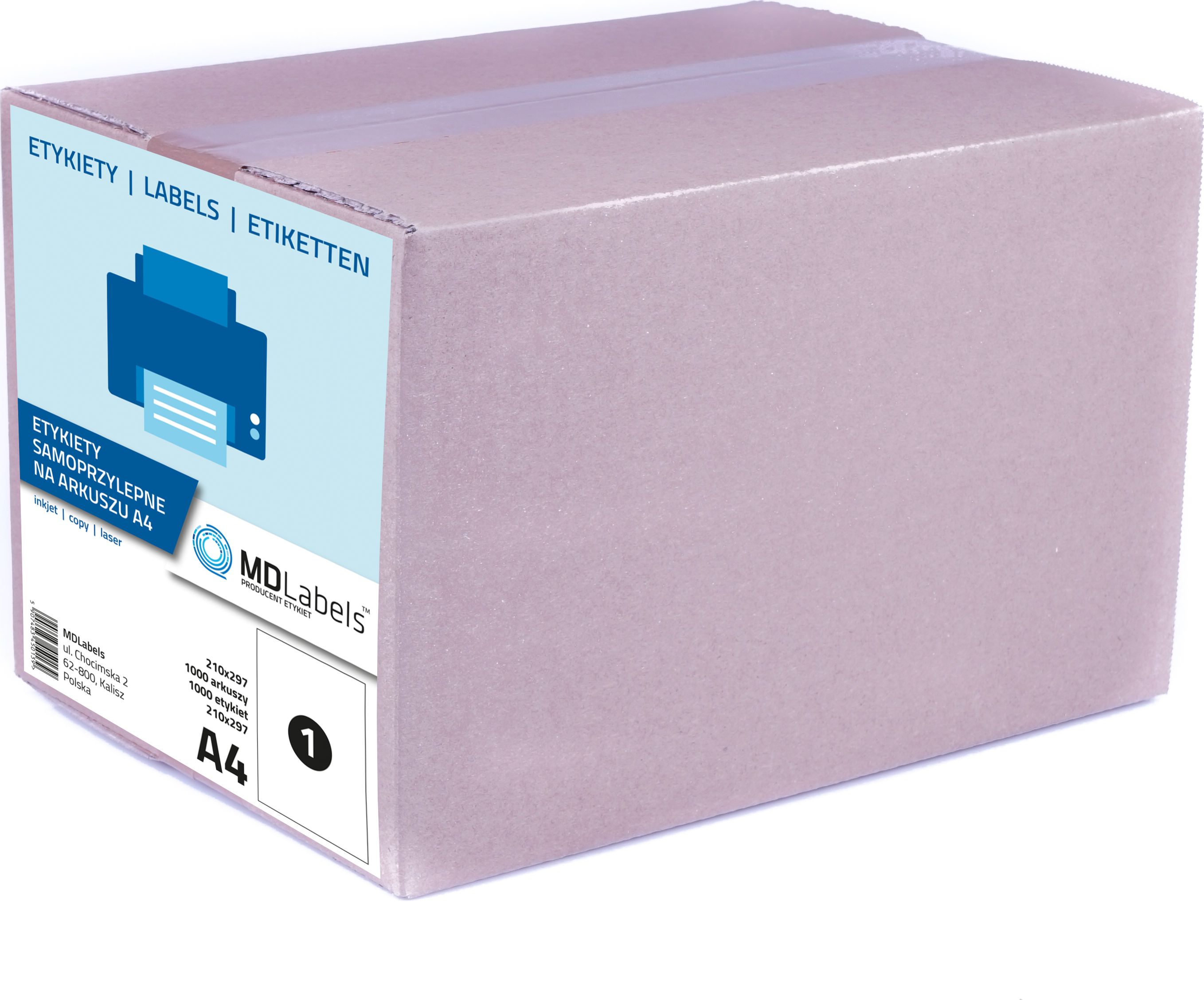 MD Labels Papier samoprzylepne 210x297mm 1000ark A4 mat