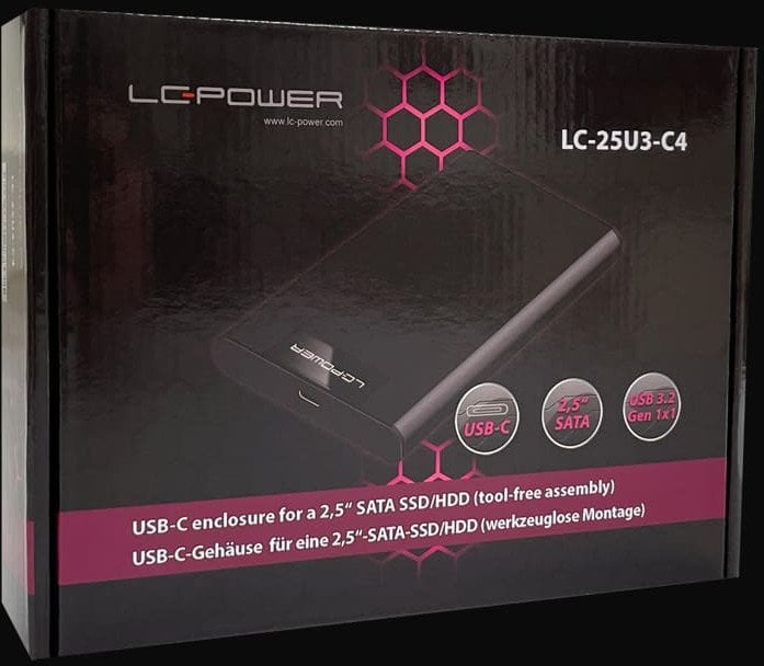 Kieszeń LC-Power LC-Power 2,5'' SATA HDD-Gehäuse USB 3.2 Black LC-25U3-C4, USB-C, Bis zu 5 GB/s
