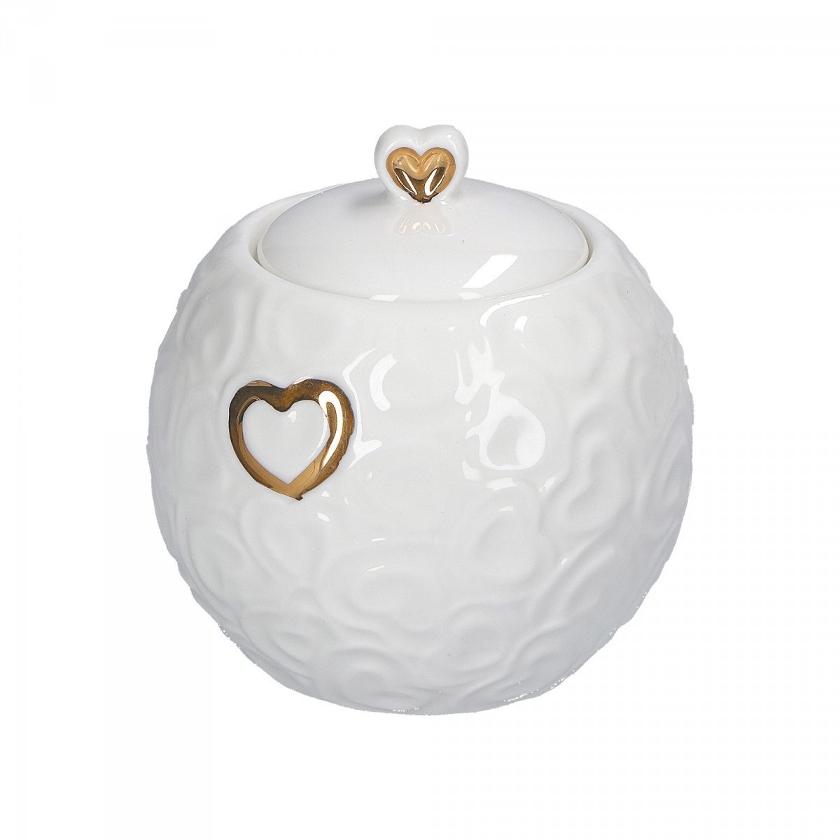 Zdobiona Cukiernica Z Pokrywką I łyżeczką 270 Ml Valentino Oro La Porcellana Bianca