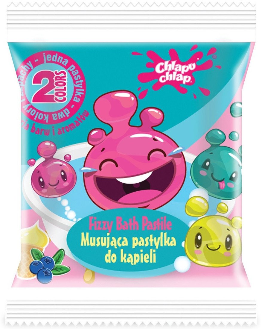 Chlapu Chlap Dwukolorowa musująca pastylka do kąpieli-jagoda i lody waniliowe 1szt