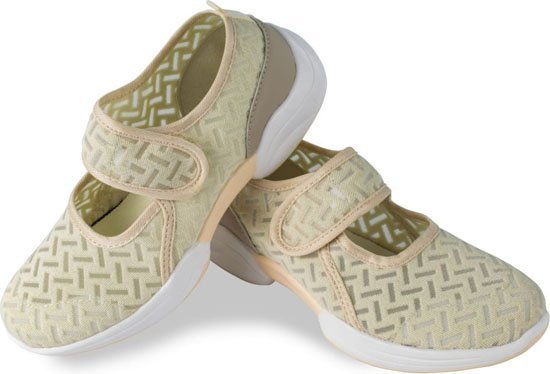 Fitness King Baleriny damskie zapinane na rzep tenisówki beżowe 40