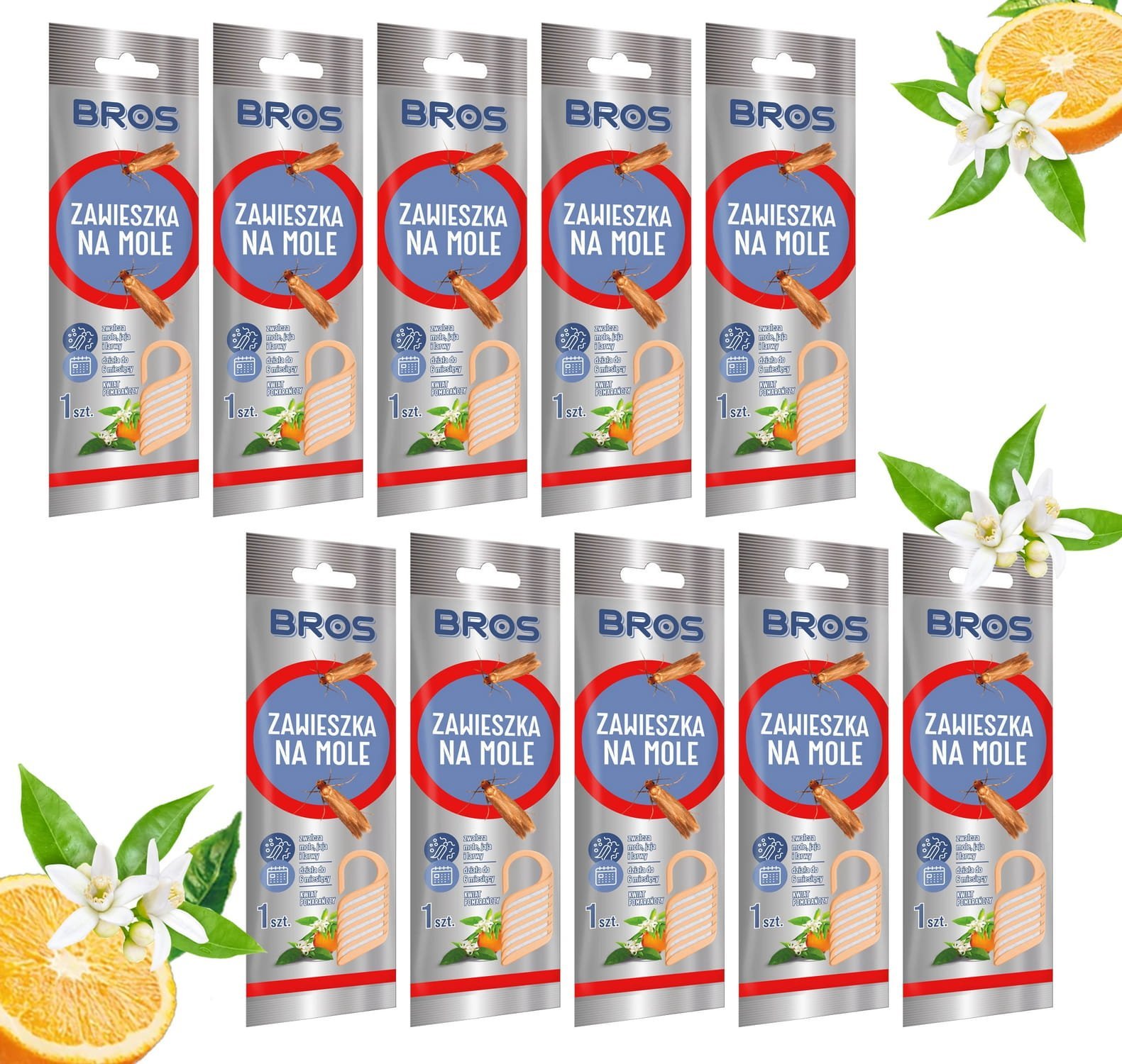Bros BROS - zawieszka na mole kwiat pomarańczy - 10 szt.