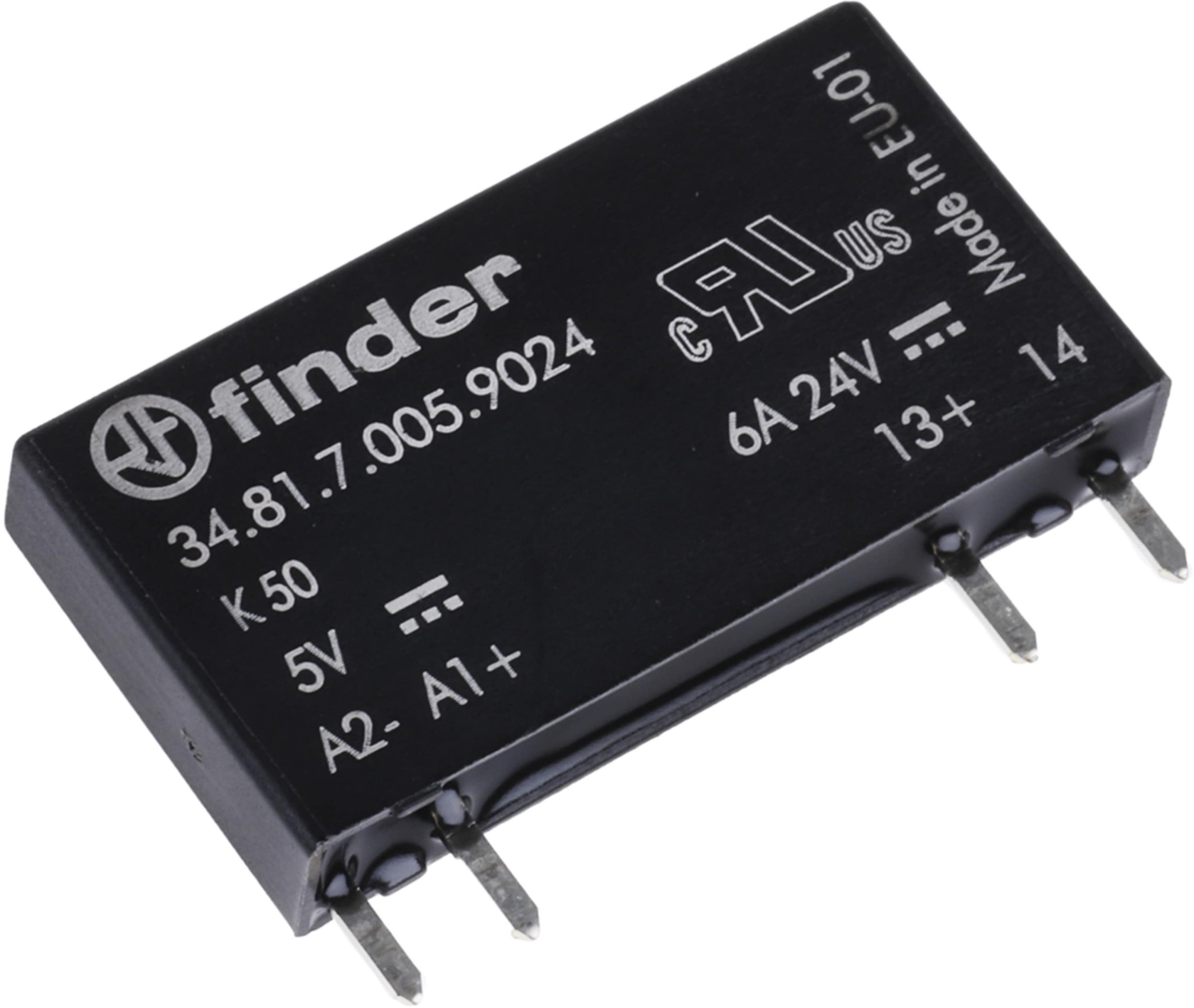 Finder Wąskoprofilowy przekaźnik 5mm do obwodów drukowanych i gniazd SSR OC 2A/24V DC, zasil. 5V DC,...